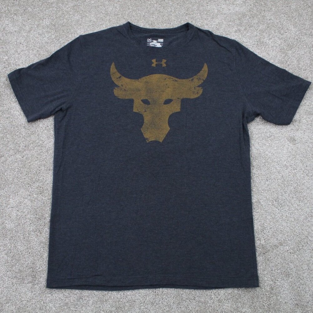 Under Armour Project Rock Shirt Adult Large Gray Heatgear Loose Fit S/S Pullover